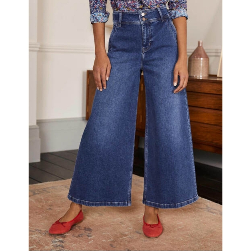 Boden Wide Leg Cropped Dark Wash Denim Jeans Size 20/22 Regular
